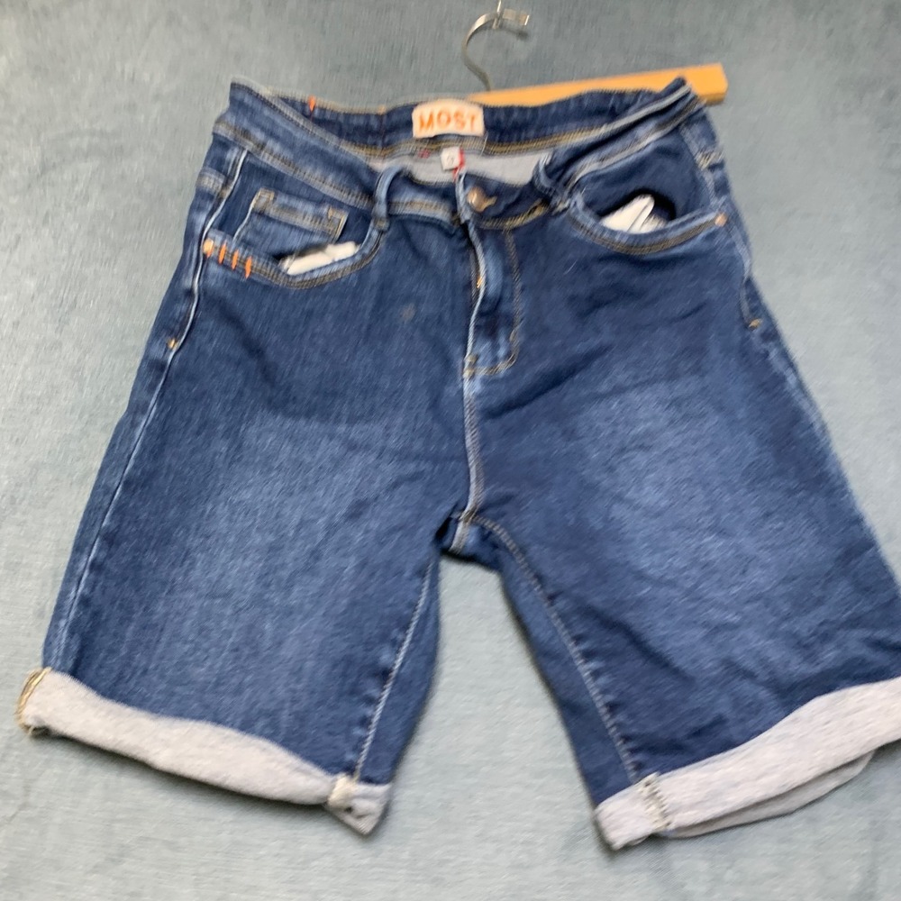 Most Wanted Rolled Cuff Jean Shorts Womens 9 Blue Denim Pockets Casual Summer